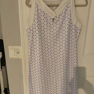 J. McLaughlin Geometric Dress in Purple and White